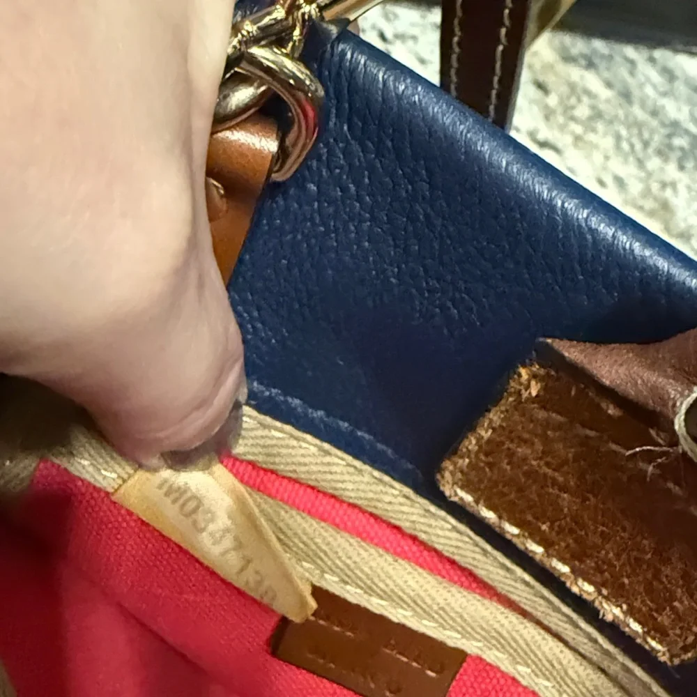 Dooney & Bourke Blue and Brown Leather Tote Bag - Picture 9 of 9